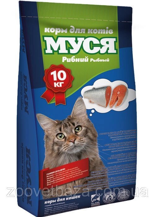 Корм для кішок Муся 10 кг зі смаком риби від компанії ZooVet - Інтернет зоомагазин самих низьких цін - фото 1