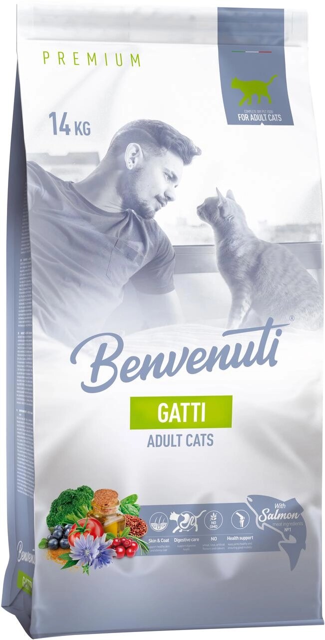 Корм для кошек Benvenuti GATTI з лососем 14 кг від компанії ZooVet - Інтернет зоомагазин самих низьких цін - фото 1