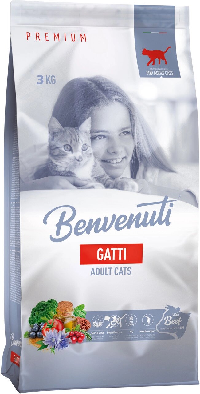 Корм для котів Benvenuti GATTI з яловичиною 3 кг від компанії ZooVet - Інтернет зоомагазин самих низьких цін - фото 1