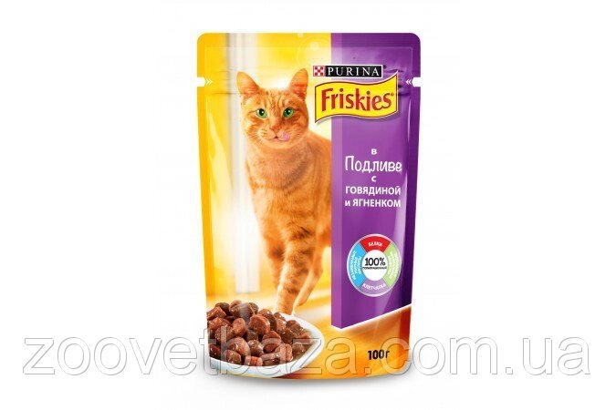 Корм для котів Friskies (Фрискис) в підливі з яловичиною та ягням 85 г від компанії ZooVet - Інтернет зоомагазин самих низьких цін - фото 1
