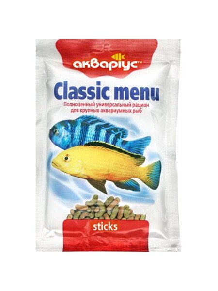 Корм для риб Акваріус класик меню палички 40г від компанії ZooVet - Інтернет зоомагазин самих низьких цін - фото 1