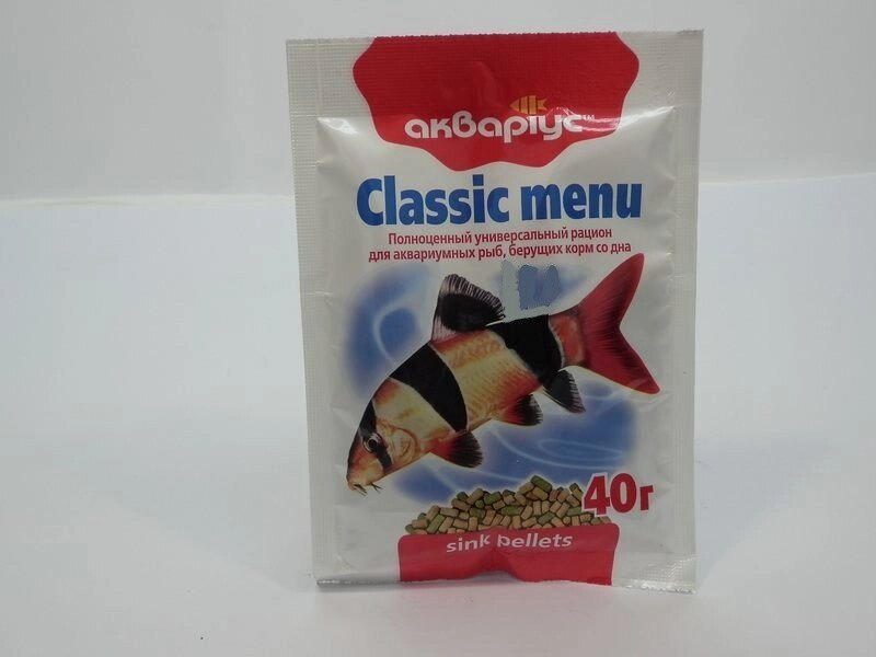 Корм для риб Акваріус Класик меню потопаючі пелети 40г від компанії ZooVet - Інтернет зоомагазин самих низьких цін - фото 1