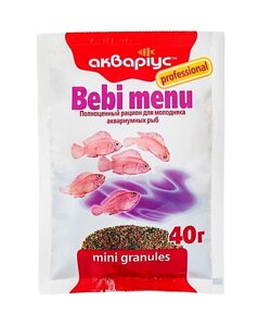 Корм для риб Bebi Menu (Бебі Меню) міні гранули 40 г, Акваріус