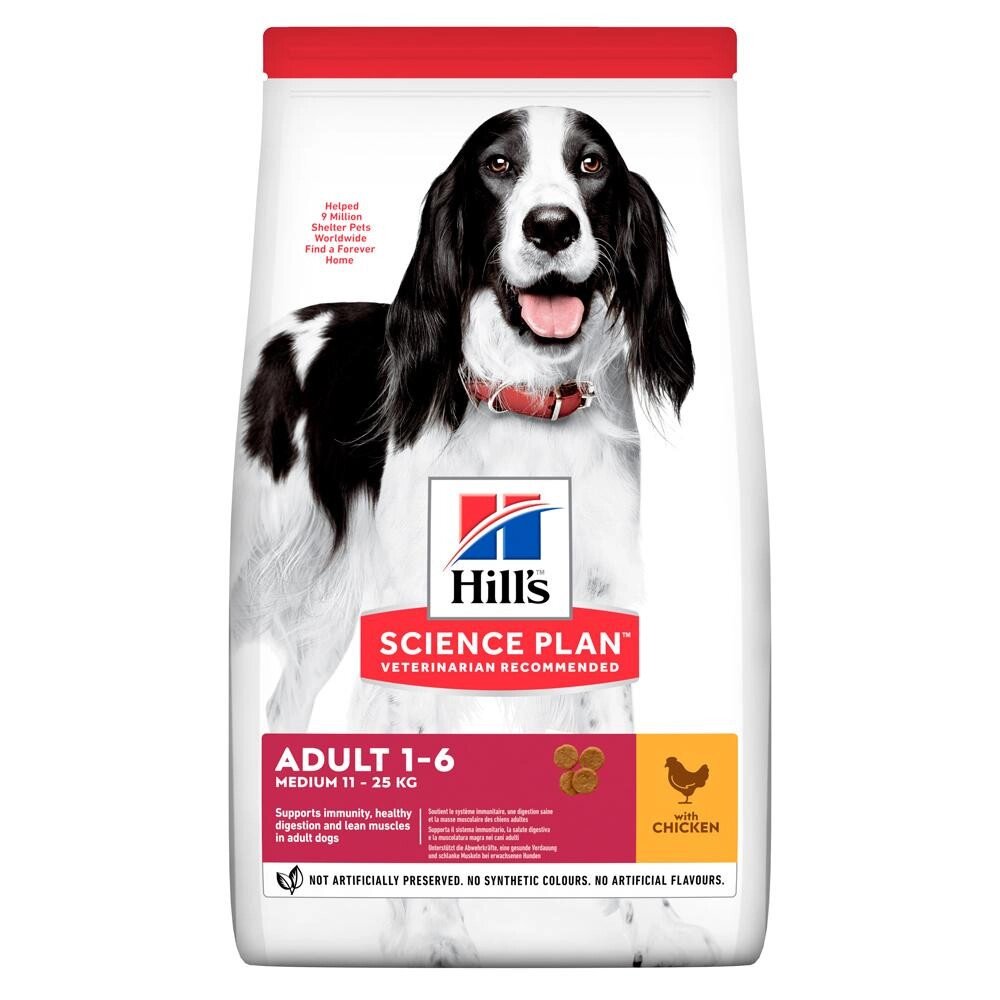 Корм для собак середніх порід Хіллс Hills SP Adult Medium 14 кг з куркою сухий корм для собак віком від 1 до 6 років від компанії ZooVet - Інтернет зоомагазин самих низьких цін - фото 1