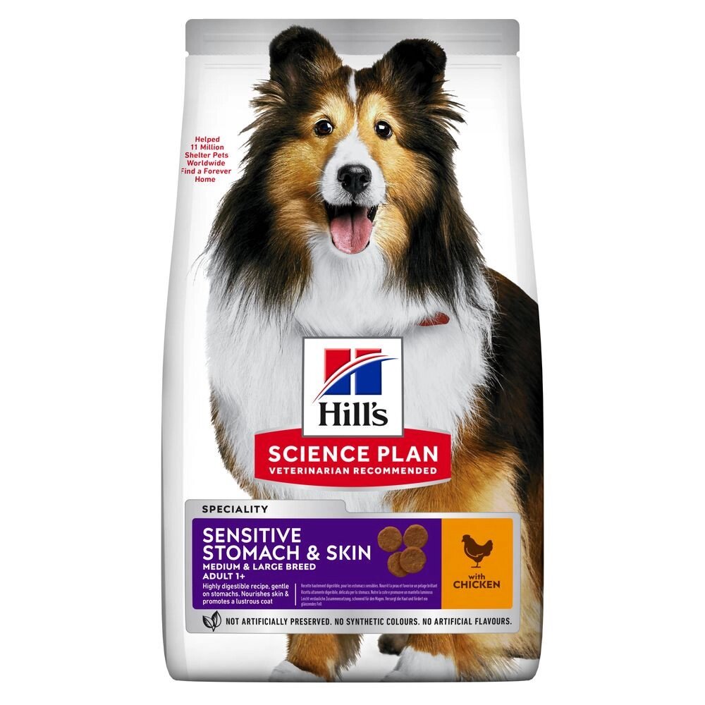 Корм для собак середніх порід Хіллс Hills SP Adult Sensitive 14 кг з чутливим шлунком і шкірою від компанії ZooVet - Інтернет зоомагазин самих низьких цін - фото 1