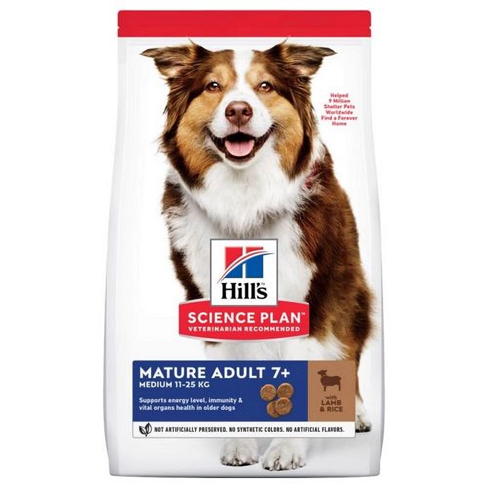 Корм для собак середніх порід Хіллс Hills SP Mature Adult 7+ віком старше 7 років з ягням та рисом 14 кг від компанії ZooVet - Інтернет зоомагазин самих низьких цін - фото 1