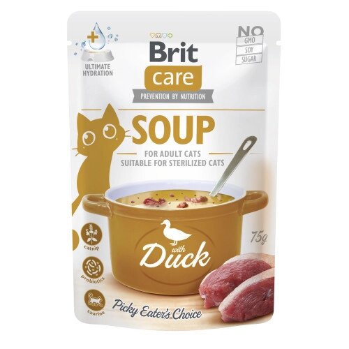 Корм вологий "Суп для котів Brit Care Soup with Duck з качкою", 75 г від компанії ZooVet - Інтернет зоомагазин самих низьких цін - фото 1