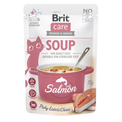 Корм вологий "Суп для котів Brit Care Soup with Salmon з лососем", 75 г від компанії ZooVet - Інтернет зоомагазин самих низьких цін - фото 1