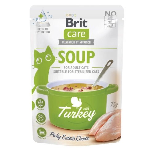 Корм вологий "Суп для котів Brit Care Soup with Turkey з індичкою", 75 г від компанії ZooVet - Інтернет зоомагазин самих низьких цін - фото 1
