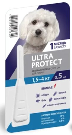 Краплі на холку Ultra Protect (Ультра протект) від бліх, кліщів і комарів для собак вагою 1,5-4 кг Palladium від компанії ZooVet - Інтернет зоомагазин самих низьких цін - фото 1