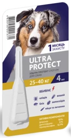 Краплі на холку Ultra Protect (Ультра протект) від бліх та кліщів для собак вагою 25-40 кг від компанії ZooVet - Інтернет зоомагазин самих низьких цін - фото 1