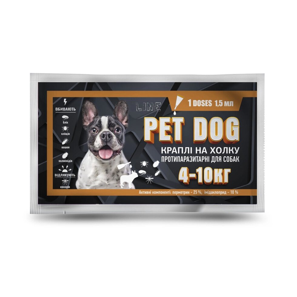 Краплі PET DOG для собак вагою 4-10 кг, 1.5 мл №1 від кліщів, бліх, волосоїдів, комарів (Круг) від компанії ZooVet - Інтернет зоомагазин самих низьких цін - фото 1