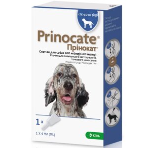 Краплі Прінокат (Prinocate) для собак від зовнішніх і внутрішніх паразитів 25 - 40 кг (1 піпетка 4 мл) KRKA