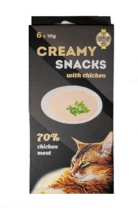 Ласощі Creamy Snacks (Кремі Снекс) для кішок, крем зі смаком курки (в стиках), 6 х 10 г