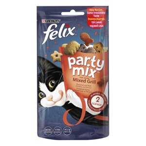 Ласощі для дорослих котів Felix (Фелікс) Party Mix Гриль Мікс (курка, яловичина, лосось), 60 г