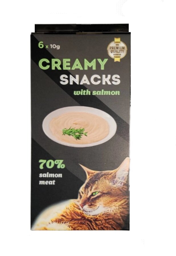 Ласощі Creamy Snacks (Кремі Снекс) для кішок, крем зі смаком лосося (в стиках), 6 х 10 г від компанії ZooVet - Інтернет зоомагазин самих низьких цін - фото 1