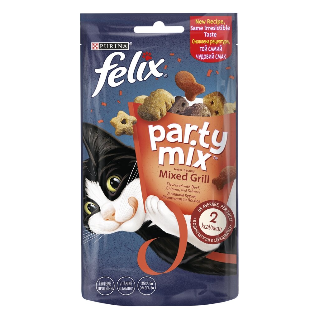 Ласощі для дорослих котів Felix (Фелікс) Party Mix Гриль Мікс (курка, яловичина, лосось), 60 г від компанії ZooVet - Інтернет зоомагазин самих низьких цін - фото 1