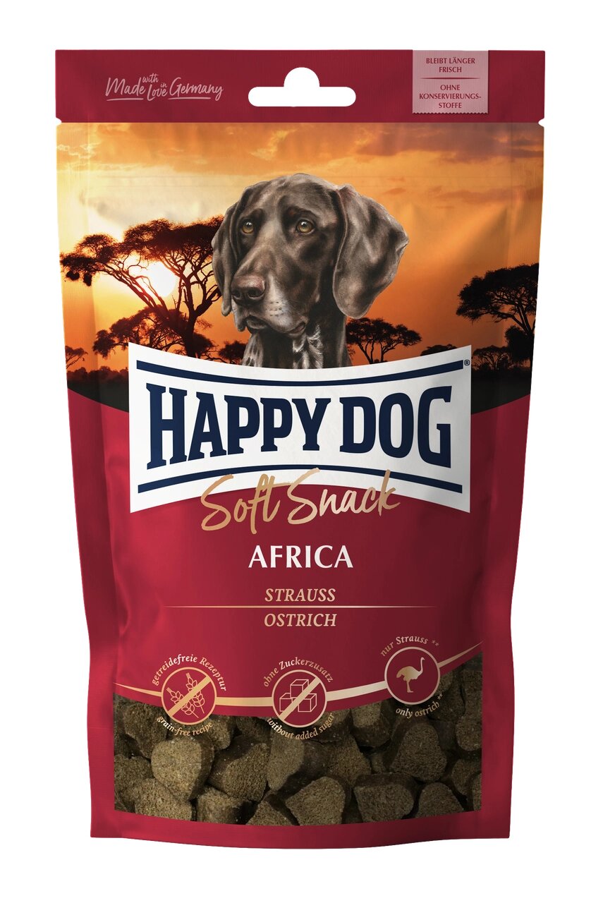 Ласощі Happy Dog Soft Snack Africa для собак великих і середніх порід (страус/картопля), 100 г від компанії ZooVet - Інтернет зоомагазин самих низьких цін - фото 1