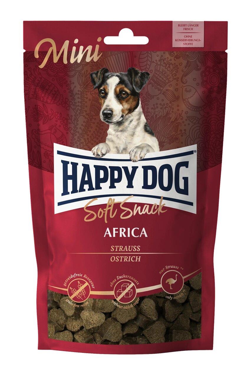 Ласощі Happy Dog Soft Snack Mini Africa для собак малих порід (страус/картопля), 100 г від компанії ZooVet - Інтернет зоомагазин самих низьких цін - фото 1