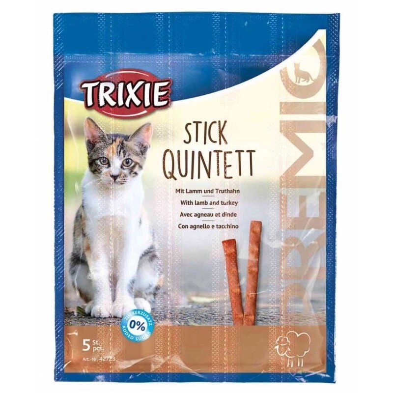 Ласощі палички для кішок Trixie TX-42723 Premio Stick Quintett з ягням та індичкою 5 шт х 5 г від компанії ZooVet - Інтернет зоомагазин самих низьких цін - фото 1