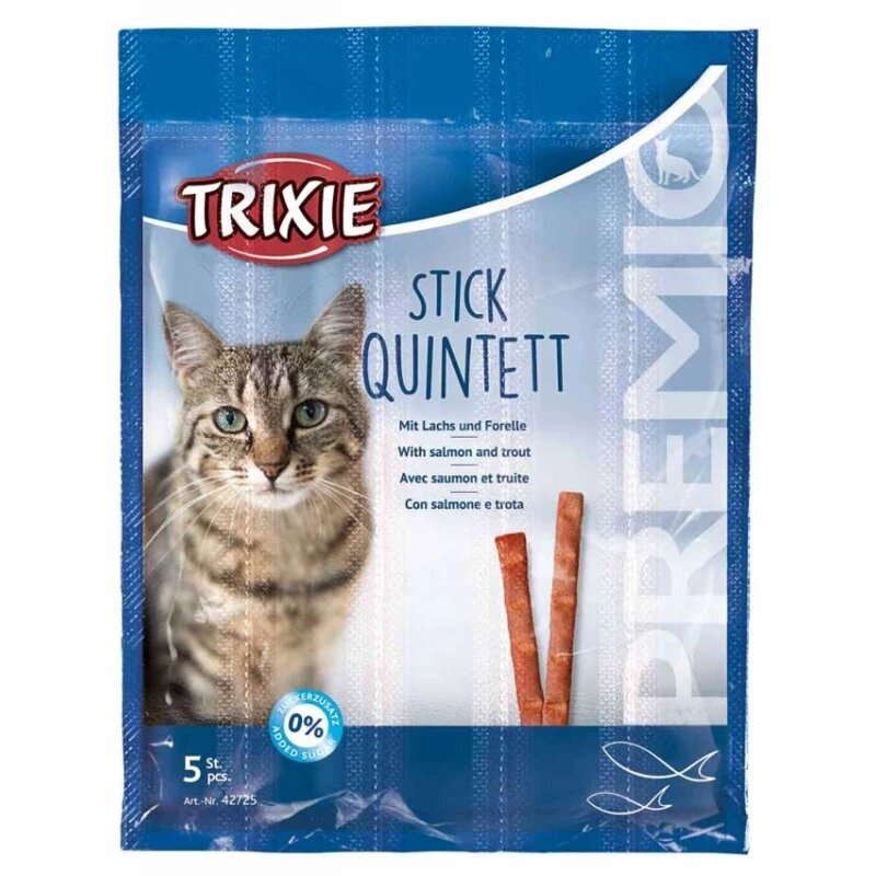 Ласощі палички для кішок Trixie TX-42725 Premio Stick Quintett з лососем та фореллю 5 шт х 5 г від компанії ZooVet - Інтернет зоомагазин самих низьких цін - фото 1