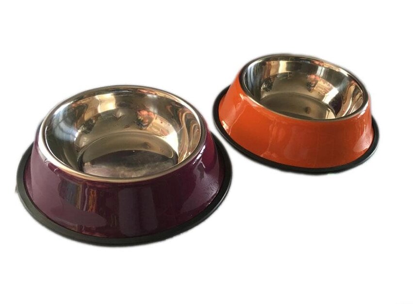 Миска для собаки з нержавіючої сталі кругла кольорова 0.4л    (22см) від компанії ZooVet - Інтернет зоомагазин самих низьких цін - фото 1