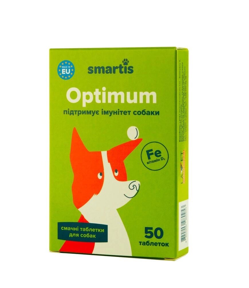 Мультивітамінні таблетки Smartis Optimum із залізом (50 таблеток) для щоденного раціону собак від компанії ZooVet - Інтернет зоомагазин самих низьких цін - фото 1