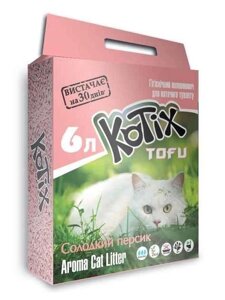 Наповнювач для котячого туалету Kotix Тофу Honey Peach Соєвий грудкувальний 2.55 кг (6 л)