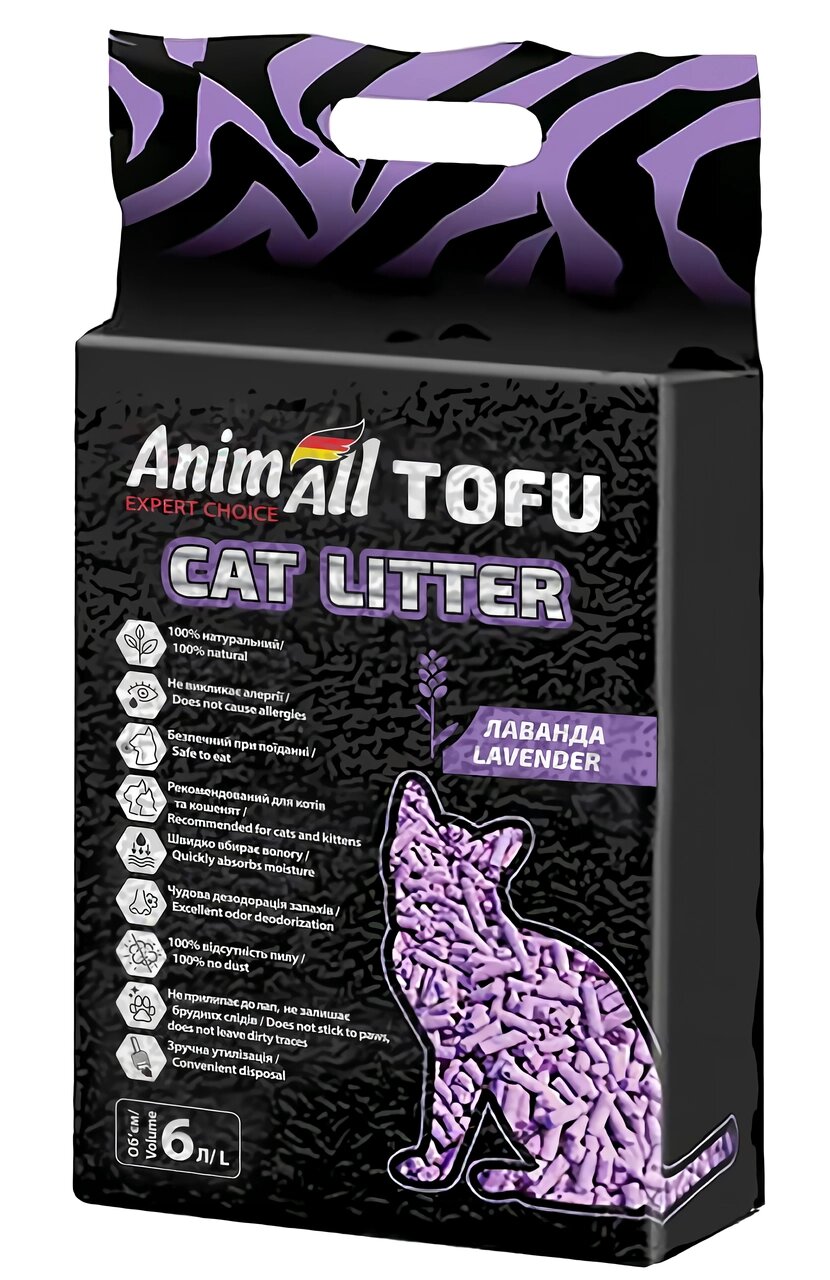 Наповнювач AnimAll Tofu (Тофу) соєвий для котів з ароматом лаванди 2.6 кг (6 л) від компанії ZooVet - Інтернет зоомагазин самих низьких цін - фото 1