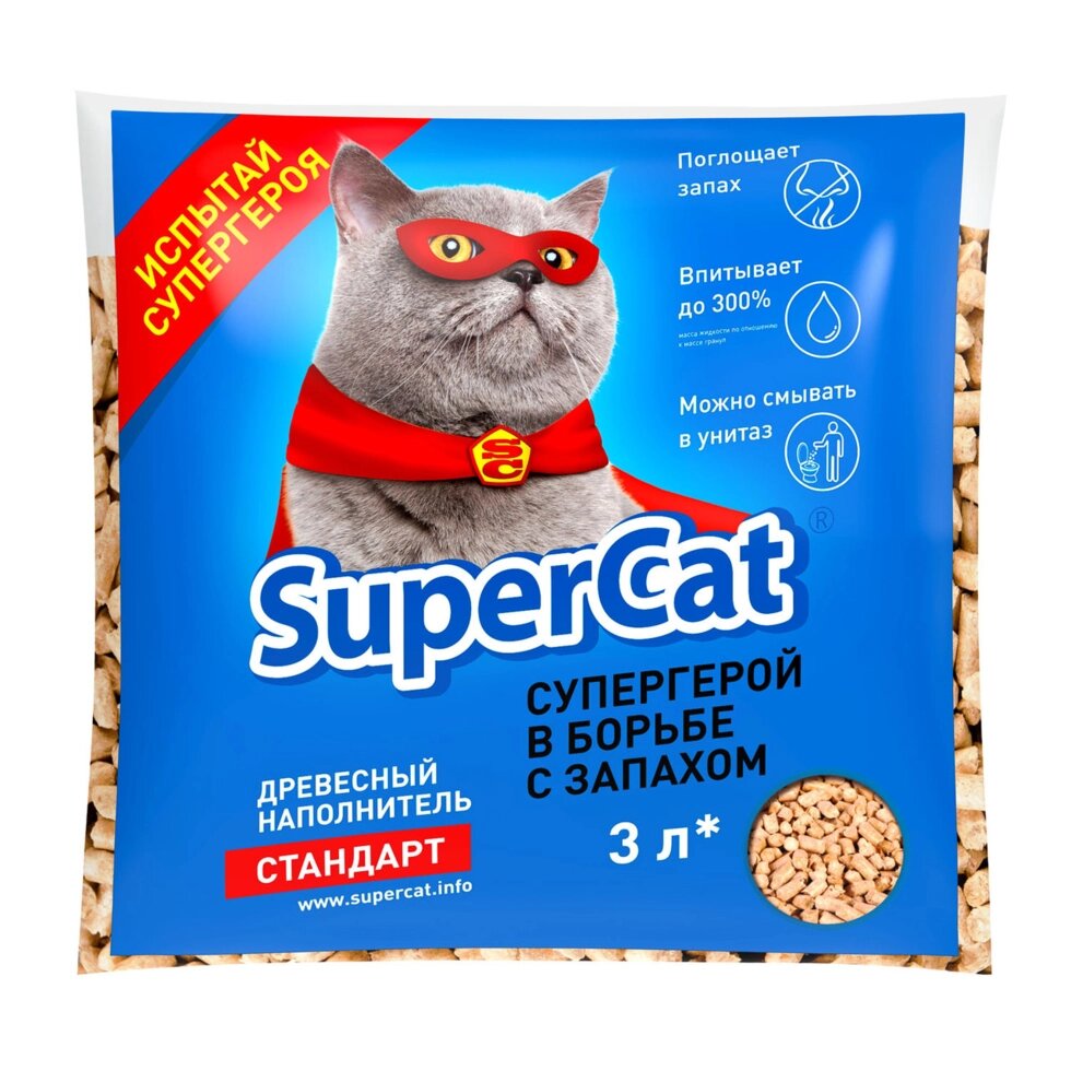 Наповнювач SuperCat СТАНДАРТ деревне 1 кг (3546) від компанії ZooVet - Інтернет зоомагазин самих низьких цін - фото 1