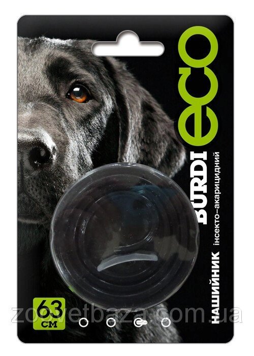 Нашийник Бурди ЕКО від бліх та кліщів для собак 63див / 12мм чорний від компанії ZooVet - Інтернет зоомагазин самих низьких цін - фото 1