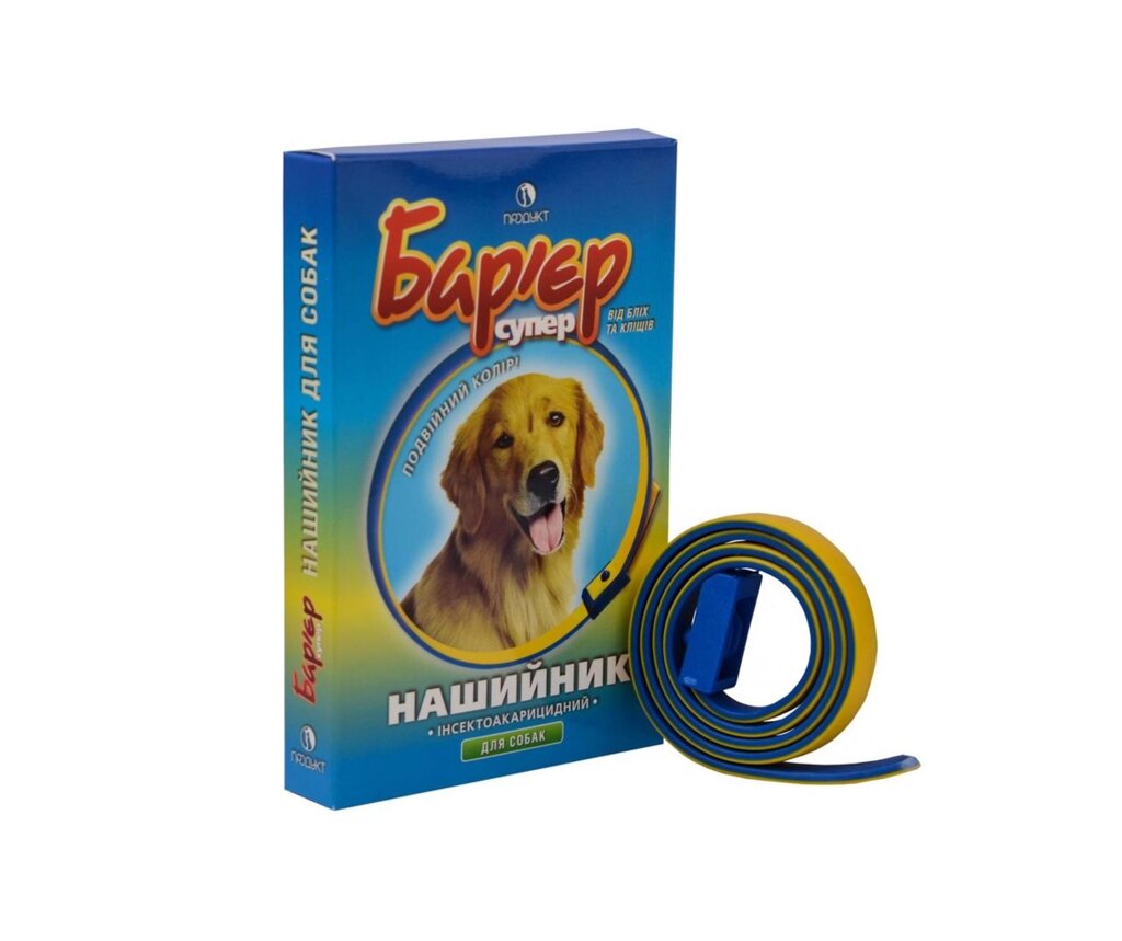 Нашийник інсектоакарицидний Бар’єр супер для собак жовто-блакитний 65 см Продукт від компанії ZooVet - Інтернет зоомагазин самих низьких цін - фото 1