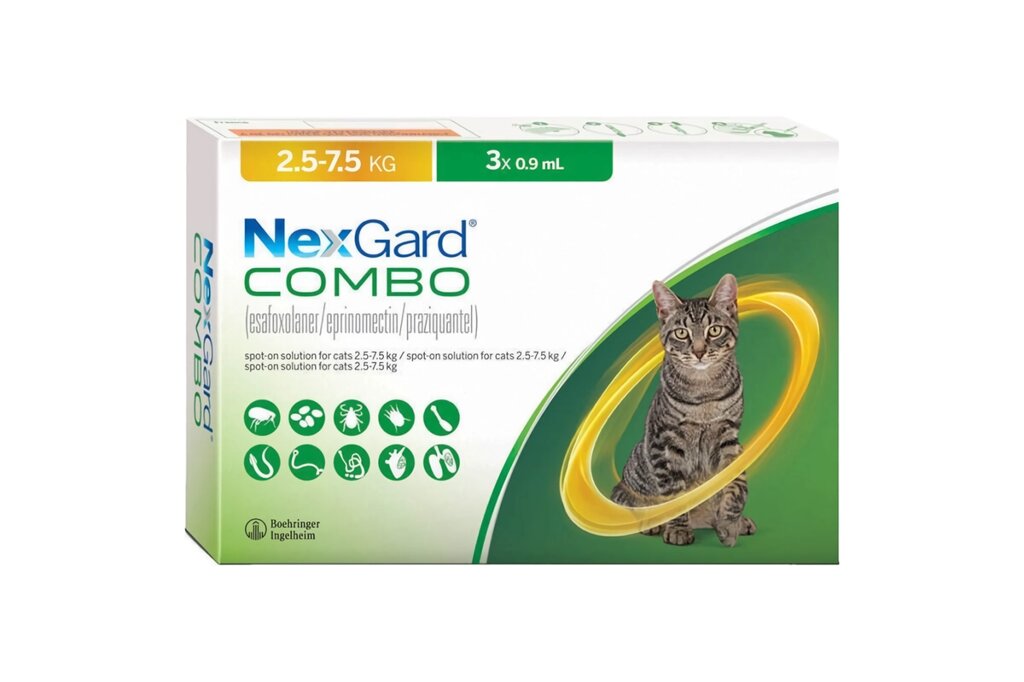 NexGard Combo (НексГард Комбо) Краплі від бліх кліщів і гельмінтів для кішок 2.5 - 7.5 кг (L) №1 піпетка 0.9 мл від компанії ZooVet - Інтернет зоомагазин самих низьких цін - фото 1