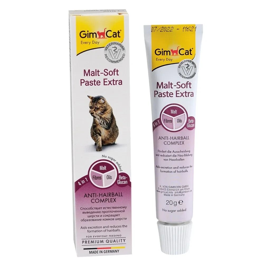 Паста ДжімКет GimCat Malt Soft Extra для виведення шерсті 20 г від компанії ZooVet - Інтернет зоомагазин самих низьких цін - фото 1