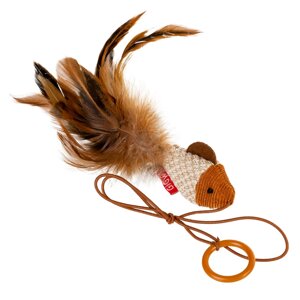 Іграшка для котів Драбилка-рибка на палець GiGwi Teaser, перо, текстиль, 7 см
