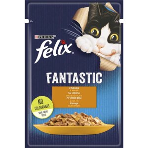 Вологий корм Фелікс Felix Fantastic консерви для кішок з куркою в желе 85 г