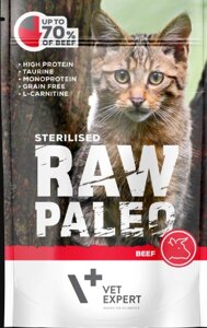 Вологий корм для котів Vet Expert Raw Paleo Sterilised Cat Beef з яловичиною 100г