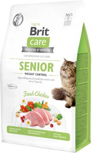 Сухий корм для літніх котів з надмірною вагою Бріт Brit Care Cat GF Senior Weight Control з куркою, 7 кг