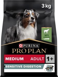 Сухий корм Purina Pro Plan Dog Medium Sensitive Digestion для собак з чутливим травленням з ягням 3 кг