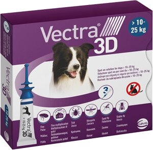 Vectra 3D (Вектра 3D) для Собак весом 10 - 25 кг (1 пипетка 3.6 мл) Ceva Франция в Винницкой области от компании ZooVet - Интернет зоомагазин самих низких цен