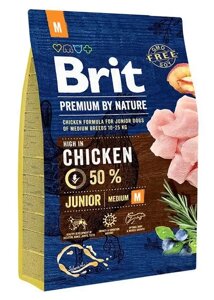Сухий корм Бріт Brit Premium Junior М для цуценят і молодих собак великих порід від 2 до 12 місяців, 3 кг