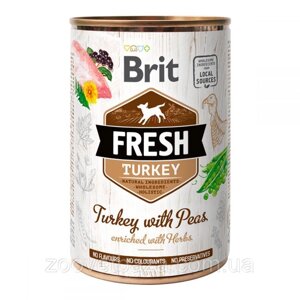 Вологий корм для собак Бріт Brit Fresh з індичкою та горошком 400 г