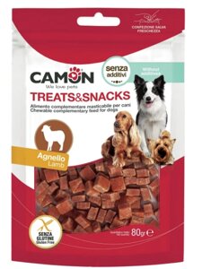 "Camon Treats & Snacks" - в'ялена закуска "Кубики з баранини" для дорослих собак, 80г 12шт/уп