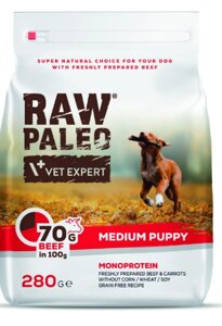 Сухий корм для щенят Vet Expert Raw Paleo Puppy Medium Beef з яловичиною 280г