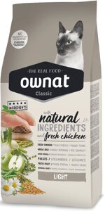 Сухий корм Ownat (Овнат) Classic Light (Cat) 4 кг для дорослих котів схильних до набору ваги