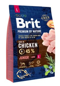 Сухий корм Бріт Brit Premium Junior L для цуценят і молодих собак великих порід віком від 3 до 24 місяців, 3 кг