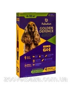 Краплі на холку Golden Defence (Голден дефенс) від паразитів для собак вагою 4-10 кг 1 піпетка Palladium