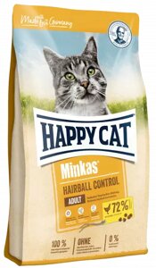 Happy Cat Minkas Hairball Control 1.5кг - сухой корм для взрослых кошек с птицей