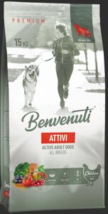 Корм для активних собак усіх порід Benvenuti ATTIVI з куркою 15 кг