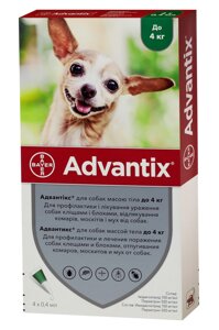 Адвантикс краплі для собак вагою до 4 кг (4 піпетки по 0.4 мл), BAYER